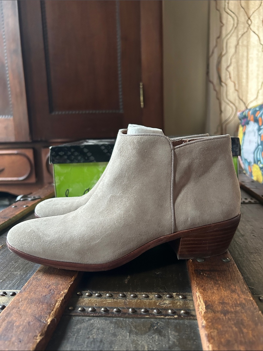 Sam Edelman Petty Putty Suede Zip Booties; 7 1/2 M